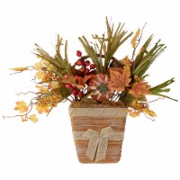 Northlight 19 Artificial Fall Harvest Foliage with Bow Wall Basket