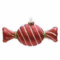 Northlight Red and White Glitter Stripe Shatterproof Christmas Candy Ornament 4.75