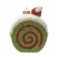 Northlight 3.25 Green, Red, and Beige Glittered Shatterproof Cake Slice Christmas Ornament