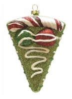 Northlight 5 Green and White Glitter Shatterproof Birthday Cake Slice Christmas Ornament