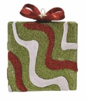 Northlight 5  Red and Green Glitter Swirl Shatterproof Gift Box Christmas Ornament