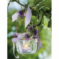 NorthLight LED Lighted Tea Candle with Purple Flowers Canvas Wall Art- 15.75 x 11.75 in.