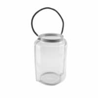 NorthLight 18 in. Clear Glass Hurricane Pillar Candle Lantern with White Metal Frame