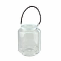 NorthLight 18 in. Clear Glass Hurricane Pillar Candle Lantern with White Metal Frame