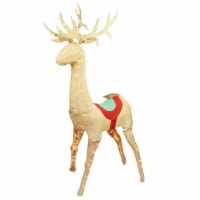 Northlight 60  Beige and Red Pre-Lit Standing Reindeer Christmas Outdoor Decor