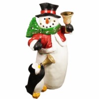 Christmas Central 46.5  White and Red Snowman with Penguin Christmas Decoration