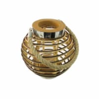 NorthLight 9.5 in. Rustic Chic Round Rattan Decorative Candle Holder Lantern with Jute Handle