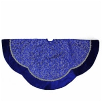 Northlight 48 Royal Blue and Silver Swirl Christmas Tree Skirt with Scalloped Trim