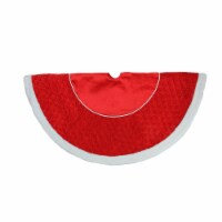 Northlight 48 Red and White Quilted Faux Fur Border Christmas Tree Skirt Perspective: Main