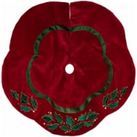 Northlight 48 Red and Green Velveteen Holly Christmas Tree Skirt
