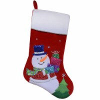 Northlight 20.5 Red and White Embroidered Snowman with Glitter Christmas Stocking