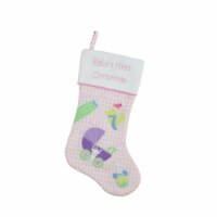 Northlight 18.5  Pink and White  Baby's First Christmas  Embroidered Stocking