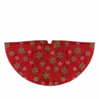 Northlight 20 Metallic Red with Green and White Snowflakes Mini Christmas Tree Skirt