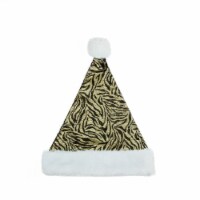 Northlight Black and Gold Zebra Print Unisex Adult Christmas Santa Hat Costume Accessory -