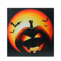 Northlight LED Lighted Bats and Jack-O-Lantern Halloween Canvas Wall Art 19.75 x 19.75