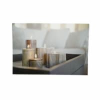 Northlight 32283243 LED Lighted Rustic Driftwood Style Candles on Tray Canvas Wall Art - 15.7