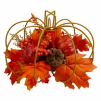 Northlight 12  Autumn Harvest Maple Leaf and Berry Pumpkin Tabletop Centerpiece