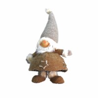 Northlight 18  Brown and Gray Plush and Portly Champagne Bobble Action Gnome Christmas