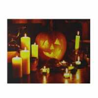 Northlight Orange and Yellow LED Lighted Witch's Jack-O'-Lantern Halloween Wall Art 15.75 x