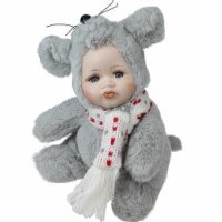 Northlight 6.75 Gray and White Pucker Up Baby in Mouse Costume Collectible Christmas Doll