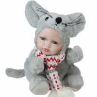 Northlight 9 Gray and Red Pucker Up Baby in Mouse Costume Collectible Christmas Doll