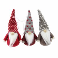 Northlight Set of 3 Red and Brown Santa Gnome Christmas Ornament Decorations 4.5