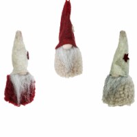 Northlight Set of 3 Red and Beige Plush Gnome Hanging Christmas Ornaments 3.75