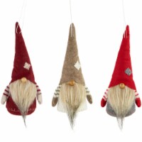 Northlight Set of 3 Red and Gray Bearded Chubby Santa Christmas Gnomes 10.5