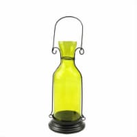 NorthLight 12 in. Transparent Yellow Decorative Glass Bottle Tea Light Candle Lantern