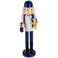 Northlight 14 Blue and White Wooden Hanukkah Nutcracker with Menorah and Dreidel