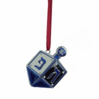 Northlight 3 Blue and Silver Dreidel Hanukkah Holiday Ornament with European Crystals