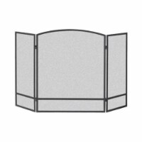 Panacea 15951 3-Panel Arch Screen with Double Bar for Fireplace- Black