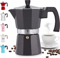 Zulay Kitchen Classic Stovetop Italian Style Espresso Maker 2020 Model - Dark Grey