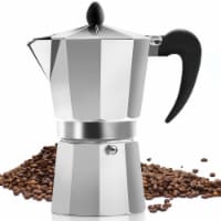 Zulay Kitchen Italian Espresso Maker Curved Handle - 3 Espresso Cups (Silver)