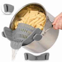 Zulay Kitchen Adjustable Silicone Pot Strainer With Clips - Gray