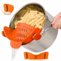 Zulay Kitchen Adjustable Silicone Pot Strainer With Clips - Orange