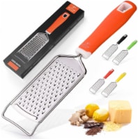 Zulay Kitchen Professional Stainless Steel Flat Handheld Cheese Grater - Orange