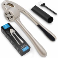 Zulay Kitchen Garlic Press and Peeler Set With Silicone Peeler & Brush