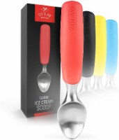 Zulay Kitchen Ice Cream Scoop With Rubber Grip - Red