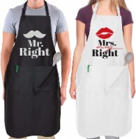Zulay Kitchen Funny Aprons for Men, Women & Couples Black - Mr. Right and Mrs. Always Right