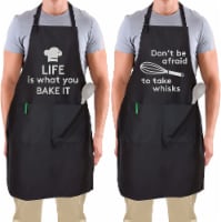 Zulay Kitchen Funny Aprons for Men, Women & Couples Black - Cooking Puns
