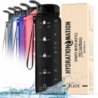 Zulay Kitchen Hydration Nation Water Bottle With Time Marker 32 oz - Black