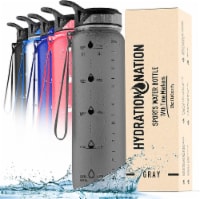 Zulay Kitchen Hydration Nation Water Bottle With Time Marker 32 oz - Gray