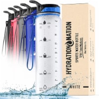 Zulay Kitchen Hydration Nation Water Bottle With Time Marker 32 oz - White