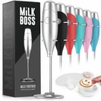 Zulay Kitchen Milk Boss Milk Frother With 16-Piece Stencils - Silver