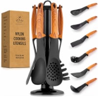 Zulay Kitchen Non Stick Nylon Kitchen Utensil Set With Rotating Stand (7-piece)