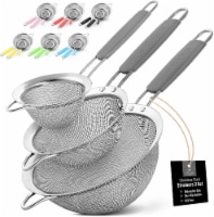 Zulay Kitchen Kitchen Strainer For Sifting, Straining, & Draining (Set of 3) - Gray