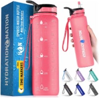Zulay Kitchen Hydration Nation Water Bottle With Time Marker 32 oz - Pink