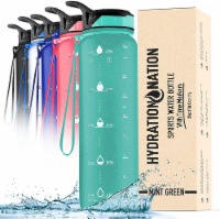 Zulay Kitchen Hydration Nation Water Bottle With Time Marker 32 oz - Mint Green