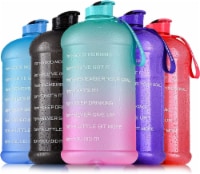 Zulay Kitchen Hydration Nation Water Bottle With Motivational Time Reminder -OmbreGreen&Pink